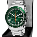  Shop Authentic Fossil Sport Tourer Chronograph Green Dial Silver Steel Strap Watch for Men - FS6048 - Luxxuri