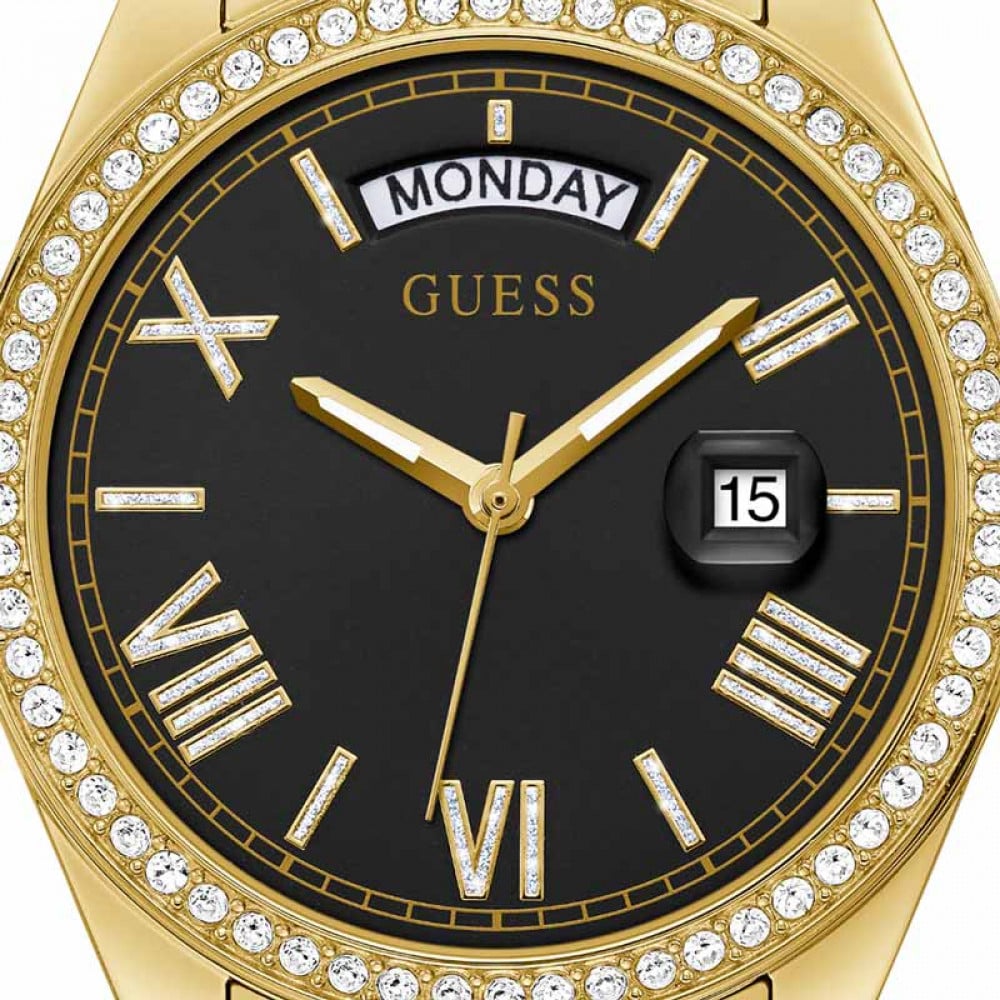  Shop Authentic Guess Luna Diamonds Black Dial Gold Steel Strap Watch for Women - GW0307L2 - Luxxuri