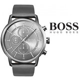  Shop Authentic Hugo Boss Architectural Grey Dial Grey Leather Strap Watch for Men - 1513570 - Luxxuri