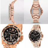  Shop Authentic Michael Kors Everest Chronograph Black Dial Rose Gold Steel Strap Watch For Women - MK5875 - Luxxuri