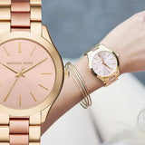  Shop Authentic Michael Kors Slim Runway Pink Dial Two Tone Steel Strap Watch for Women - MK3493 - Luxxuri