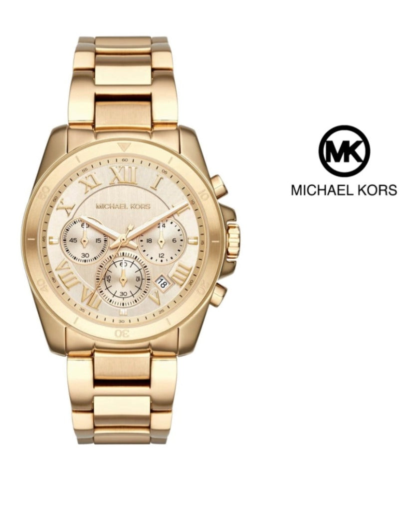  Shop Authentic Michael Kors Brecken Chronograph Gold Dial Gold Steel Strap Watch For Women - MK6366 - Luxxuri