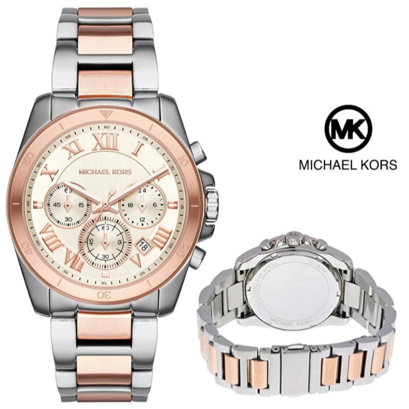  Shop Authentic Michael Kors Brecken Chronograph White Dial Two Tone Steel Strap Watch For Women - MK6368 - Luxxuri