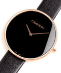  Shop Authentic Calvin Klein Full Moon Black Dial Black Leather Strap Watch for Women - K8Y236C1 - Luxxuri