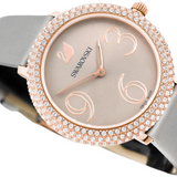 Shop Authentic Swarovski Crystal Frost Grey Dial Grey Leather Strap Watch for Women - 5484067 - Luxxuri