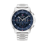  Shop Authentic Tommy Hilfiger Luca Chronograph Blue Dial Silver Steel Strap Watch For Men - 1710492 - Luxxuri