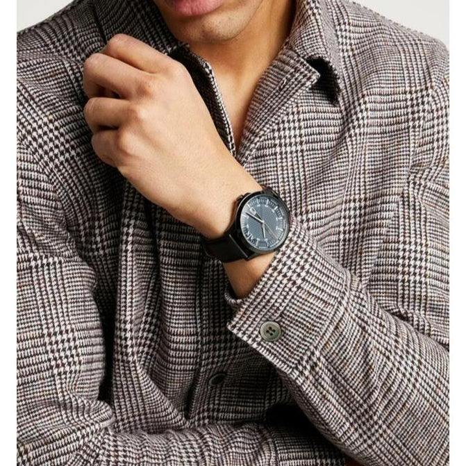  Shop Authentic Armani Exchange Hampton Quartz Blue Dial Black Leather Strap Watch for Men - AX2411 - Luxxuri
