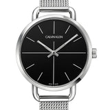  Shop Authentic Calvin Klein Even Black Dial Silver Mesh Bracelet Watch for Women - K7B23121 - Luxxuri