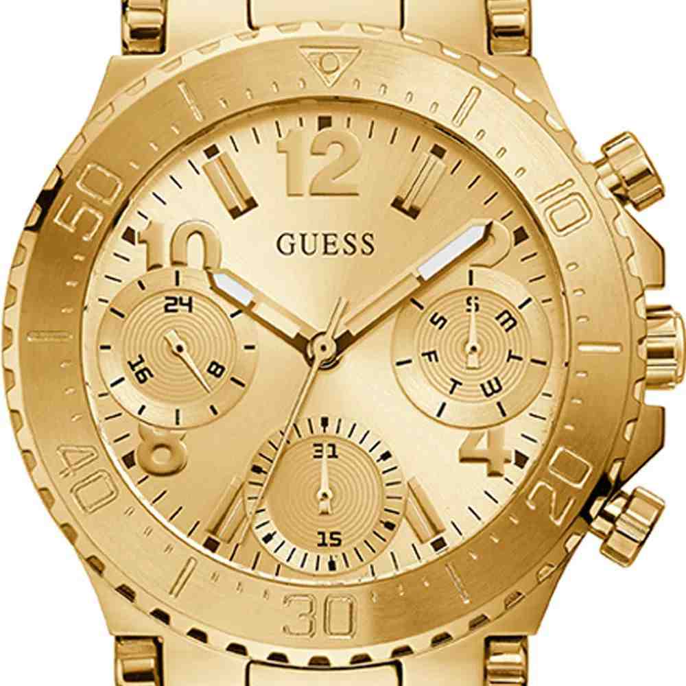  Shop Authentic Guess Cosmic Chronograph Gold Dial Gold Steel Strap Watch for Women - GW0465L1 - Luxxuri