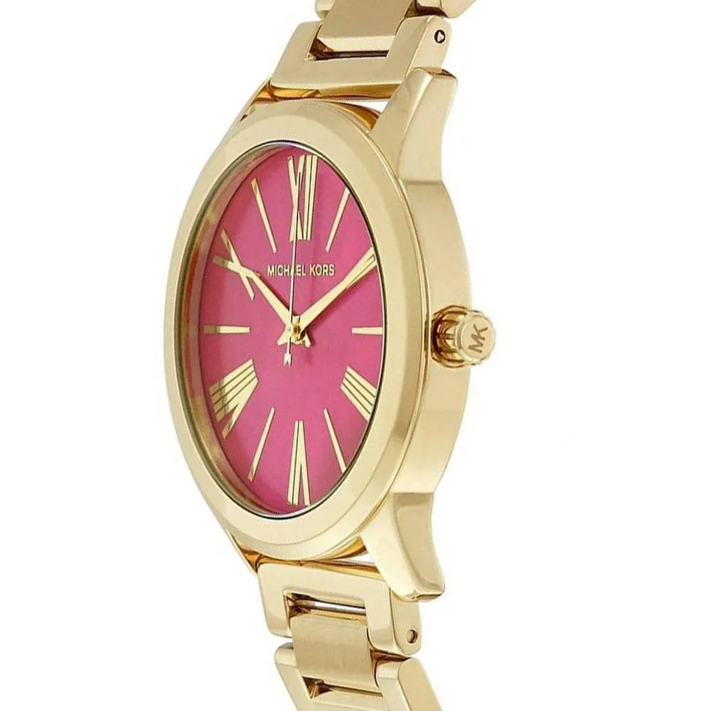 Shop Authentic Michael Kors Hartman Quartz Pink Dial Gold Steel Strap Watch For Women - MK3520 - Luxxuri