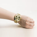 Michael Kors Bradshaw Chronograph Gold Dial Gold Steel Strap Watch For Women - MK5777