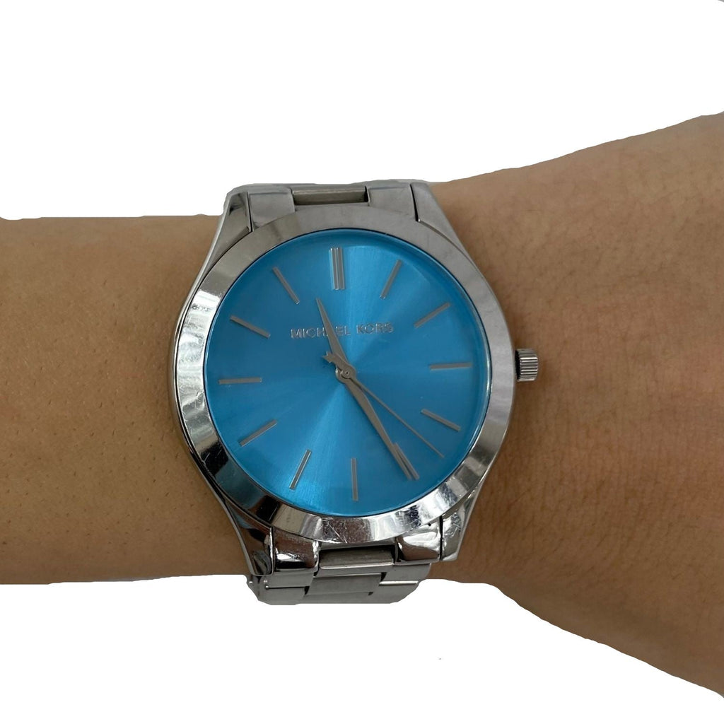  Shop Authentic Michael Kors Runway Blue Dial Silver Steel Strap Watch for Women - MK3292 - Luxxuri