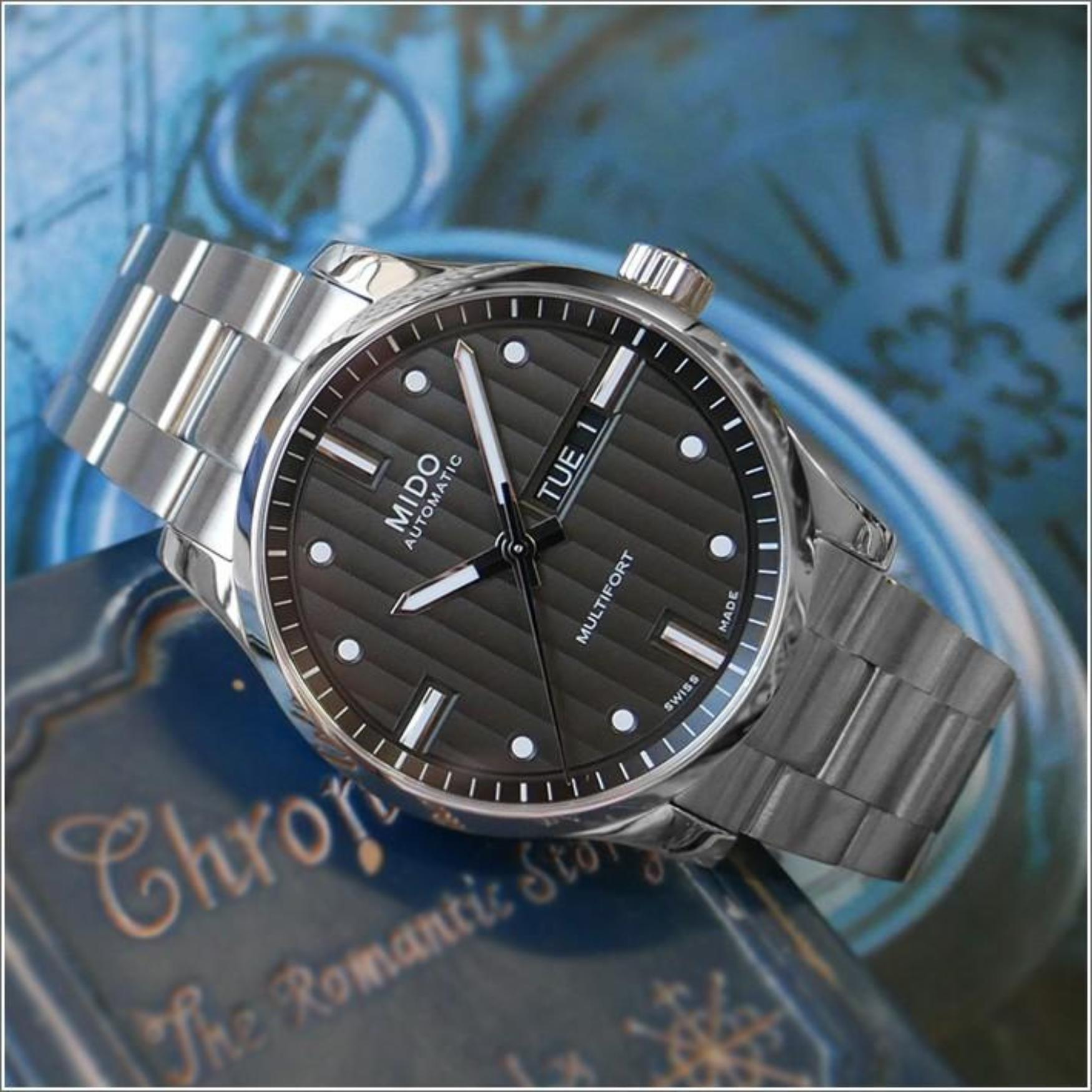 Mido Multifort Automatic Gray Dial Silver Steel Strap Watch For Men - M005.430.11.061.80