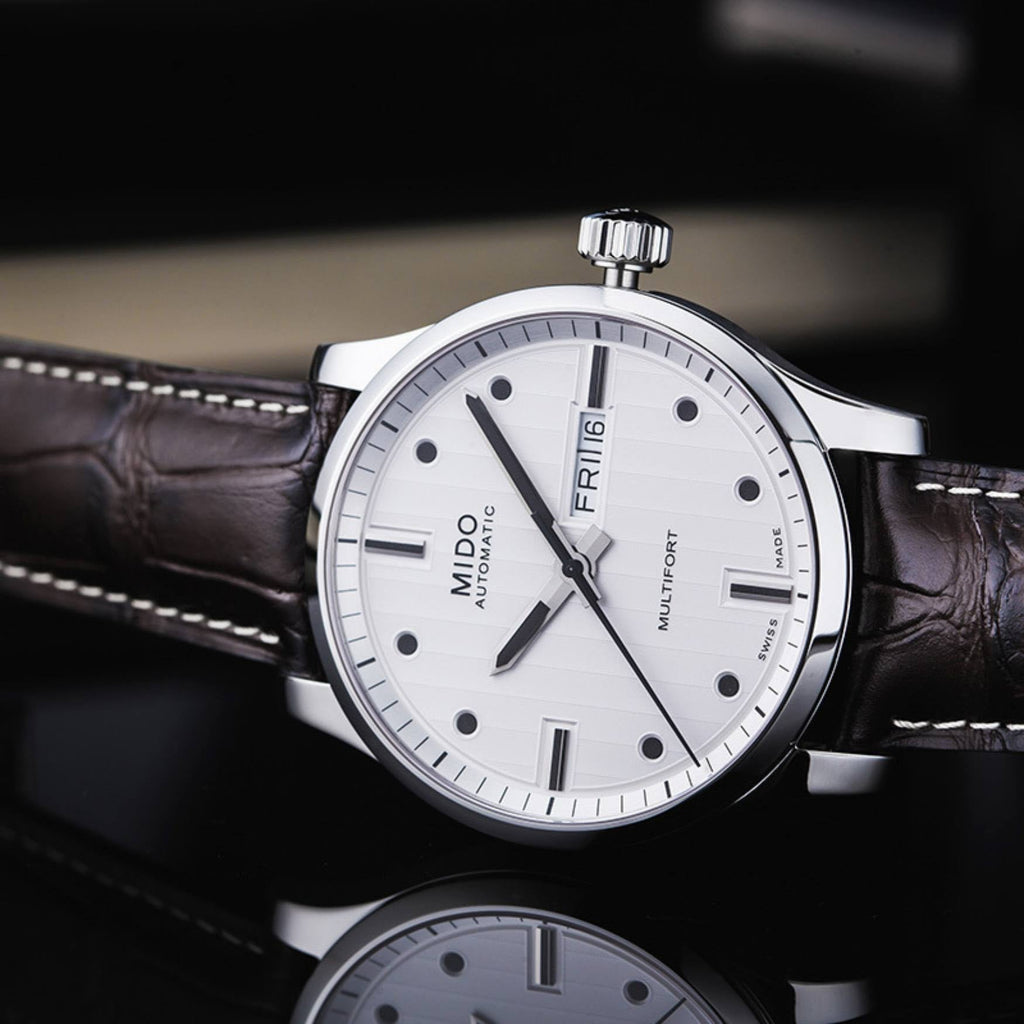  Shop Authentic Mido Multifort Automatic Silver Dial Black Leather Strap Watch For Men - M005.430.16.031.80 - Luxxuri