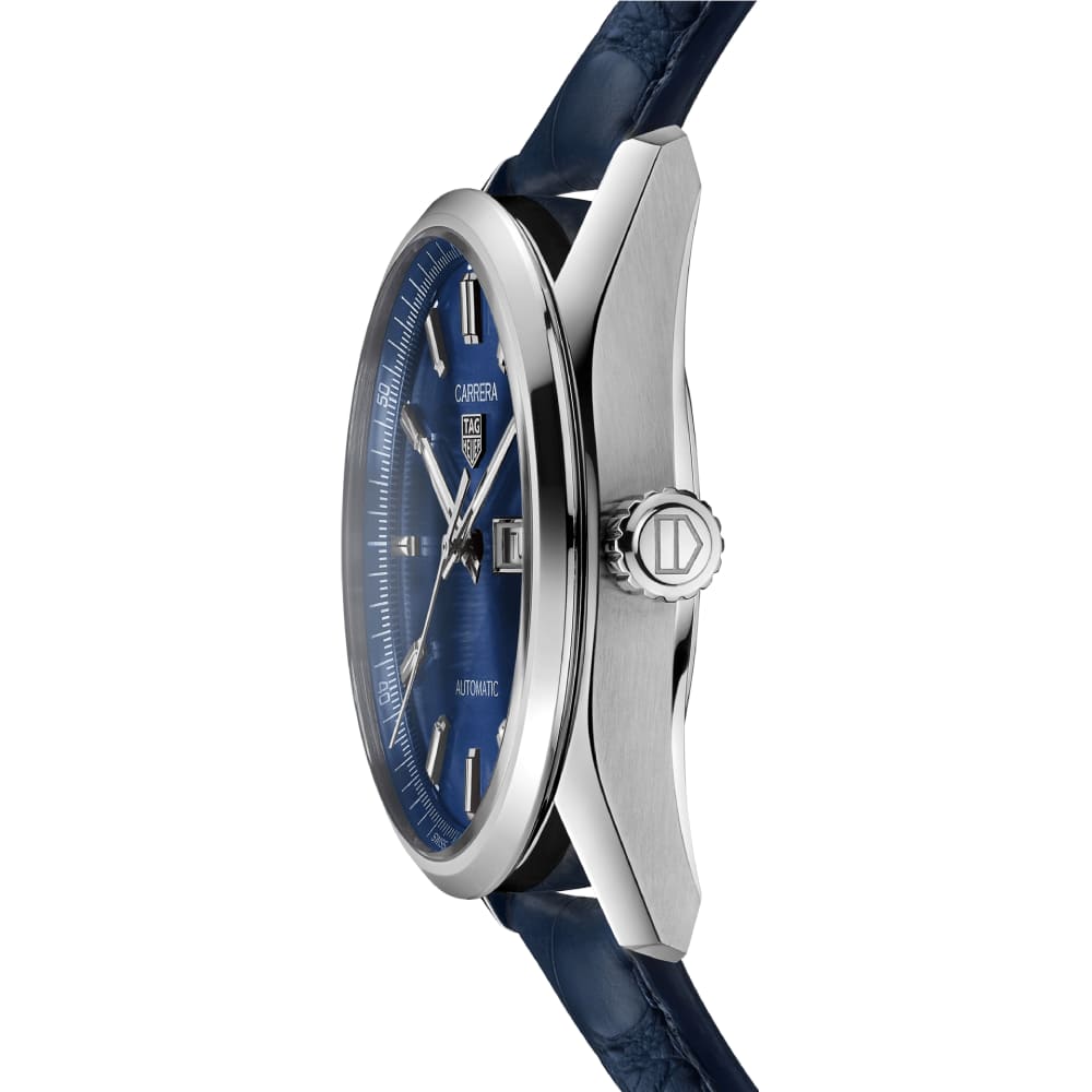  Shop Authentic Tag Heuer Carrera Day Date Blue Dial Blue Leather Strap Watch for Men - WBN2012.FC6502 - Luxxuri