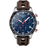  Shop Authentic Tissot PRS 516 Chronograph Blue Dial Brown Leather Strap Watch For Men - T100.417.16.041.00 - Luxxuri