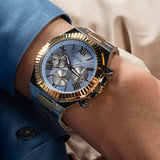  Shop Authentic Guess Equity Analog Blue Dial Two Tone Steel Strap Watch For Men - GW0703G3 - Luxxuri