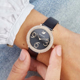  Shop Authentic Swarovski Crystal Frost Black Dial Black Leather Strap Watch for Women - 5484058 - Luxxuri