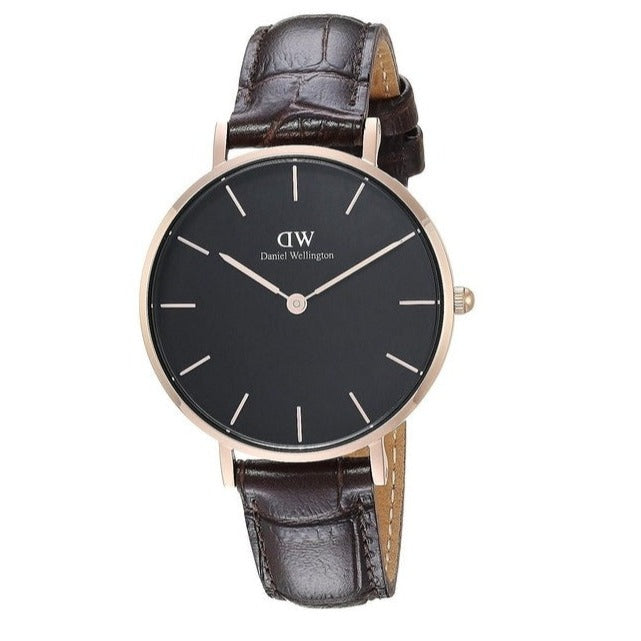  Shop Authentic Daniel Wellington Classic Petite York Black Dial Brown Leather Strap Watch For Women - DW00100170 - Luxxuri