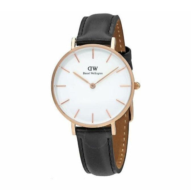  Shop Authentic Daniel Wellington Petite Sheffield White Dial Black Leather Strap Watch For Women - DW00100174 - Luxxuri