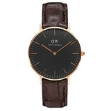  Shop Authentic Daniel Wellington Classic York Black Dial Brown Leather Strap Watch For Women - DW00100140 - Luxxuri