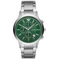  Shop Authentic Emporio Armani Renato Chronograph Green Dial Silver Steel Strap Watch For Men - AR11507 - Luxxuri