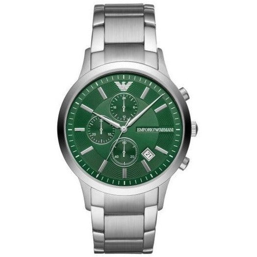  Shop Authentic Emporio Armani Renato Chronograph Green Dial Silver Steel Strap Watch For Men - AR11507 - Luxxuri