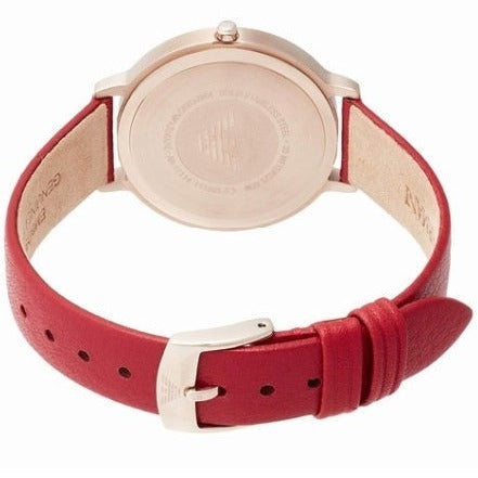  Shop Authentic Emporio Armani Kappa Classic Quartz Silver Dial Red Leather Strap Watch For Women - AR11114 - Luxxuri