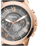  Shop Authentic Fossil Grant Chronograph Grey Dial Black Leather Strap Watch for Men - FS5085 - Luxxuri