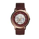  Shop Authentic Fossil Vintage Muse Automatic Skeleton Maroon Dial Maroon Leather Strap Watch for Women - ME3137 - Luxxuri