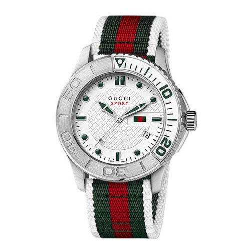  Shop Authentic Gucci G Timeless White Dial Two Tone Nylon Strap Watch For Men - YA126231 - Luxxuri