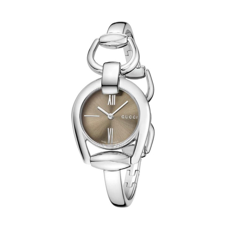  Shop Authentic Gucci Horsebit Collection Quartz Brown Dial Silver Steel Strap Watch For Women - YA139501 - Luxxuri
