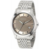  Shop Authentic Gucci G Timeless Brown Dial Silver Steel Strap Watch For Women - YA126503 - Luxxuri