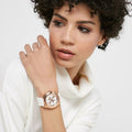 Guess G Twist White & Gold Dial White Silicone Strap Watch For Women - W0911L5