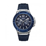  Shop Authentic Guess Rigor Multifunction Chronograph Blue Dial Blue Leather Strap Watch For Men - W0040G7 - Luxxuri