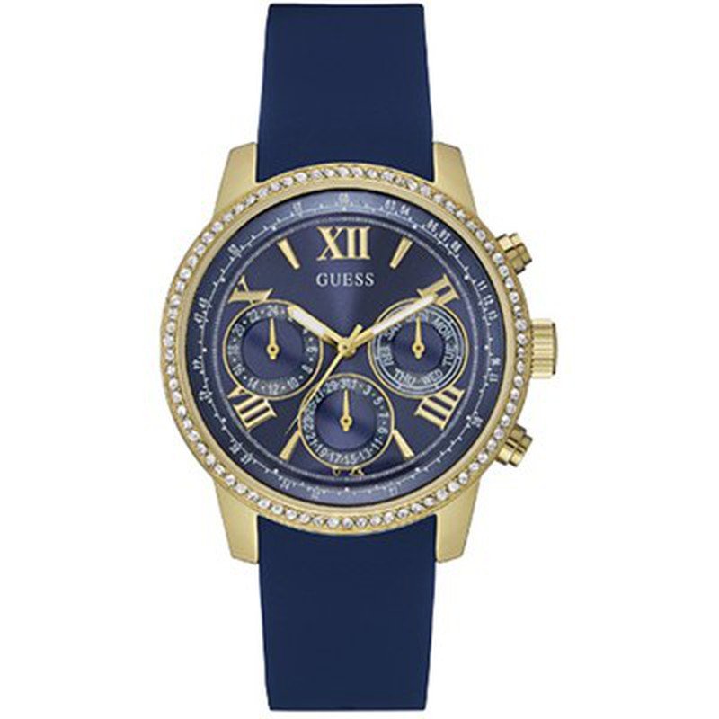  Shop Authentic Guess Sunrise Blue Dial with Diamonds Blue Rubber Strap Watch For Women - W0616L2 - Luxxuri