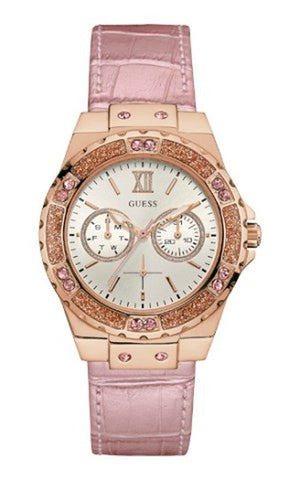  Shop Authentic Guess Limelight Quartz Analog White Dial Pink Leather Strap Watch For Women - W0775l3 - Luxxuri