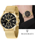  Shop Authentic Maserati Epoca 42mm Black Dial Gold Mesh Bracelet Watch For Men - R8873618007 - Luxxuri