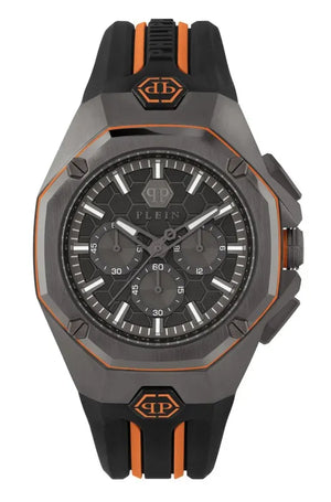 Philipp Plein Octagon Black Grey Black And Orange Silicone Strap Watch for Men - PWTBA0523