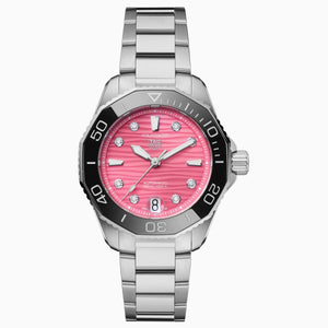  Shop Authentic Tag Heuer Aquaracer Professional 300 Automatic Diamonds Pink Dial Silver Steel Strap Watch for Women - WBP231J.BA0618 - Luxxuri