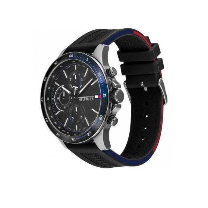  Shop Authentic Tommy Hilfiger Bank Quartz Black Dial Black Rubber Strap Watch for Men - 1791724 - Luxxuri