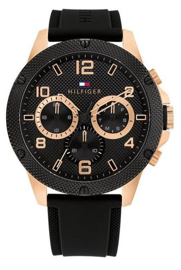  Shop Authentic Tommy Hilfiger Blaze Multifunction Black Dial Black Rubber Strap Watch For Men - 1792028 - Luxxuri
