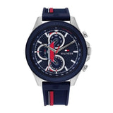  Shop Authentic Tommy Hilfiger Clark Chronograph Blue Dial Black Leather Strap Watch For Men - 1792083 - Luxxuri