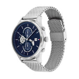  Shop Authentic Tommy Hilfiger Weston Chronograph Blue Dial Silver Mesh Bracelet Watch For Men - 1710504 - Luxxuri