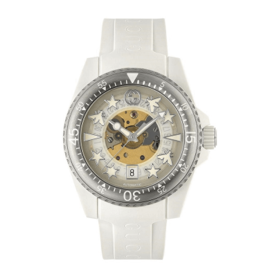  Shop Authentic Gucci Dive Automatic White Dial White Rubber Strap Unisex Watch - YA136342 - Luxxuri