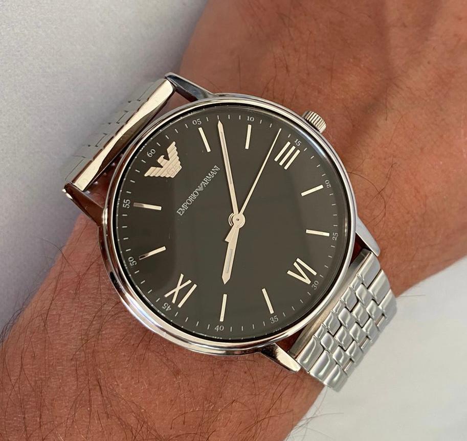  Shop Authentic Emporio Armani Kappa Black Dial Silver Steel Strap Watch For Men - AR11152 - Luxxuri