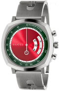  Shop Authentic Gucci Grip Quartz Chronograph Red Dial Silver Steel Strap Watch For Men - YA157303 - Luxxuri