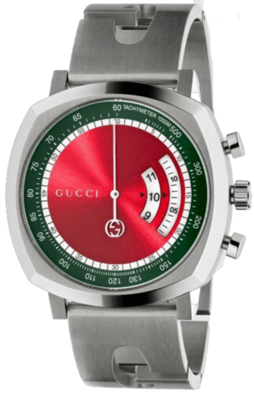  Shop Authentic Gucci Grip Quartz Chronograph Red Dial Silver Steel Strap Watch For Men - YA157303 - Luxxuri