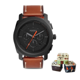  Shop Authentic Fossil Machine Chronograph Black Dial Brown Leather Strap Watch for Men - FS5234 - Luxxuri