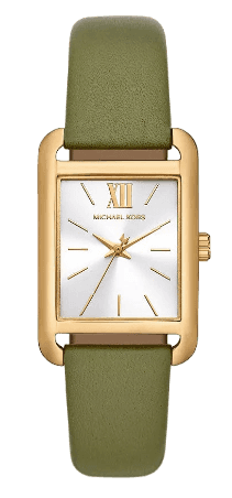  Shop Authentic Michael Kors Monroe Three-Hand Silver Dial Green Leather Strap Watch for Women - MKO1028 - Luxxuri